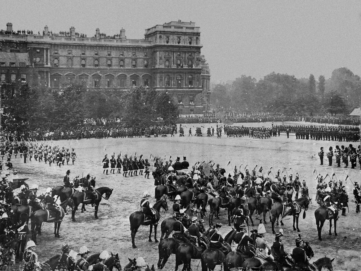Gennemgang af det indiske hærkontingent, Horse Guards Parade, juni 1897 af Unknown