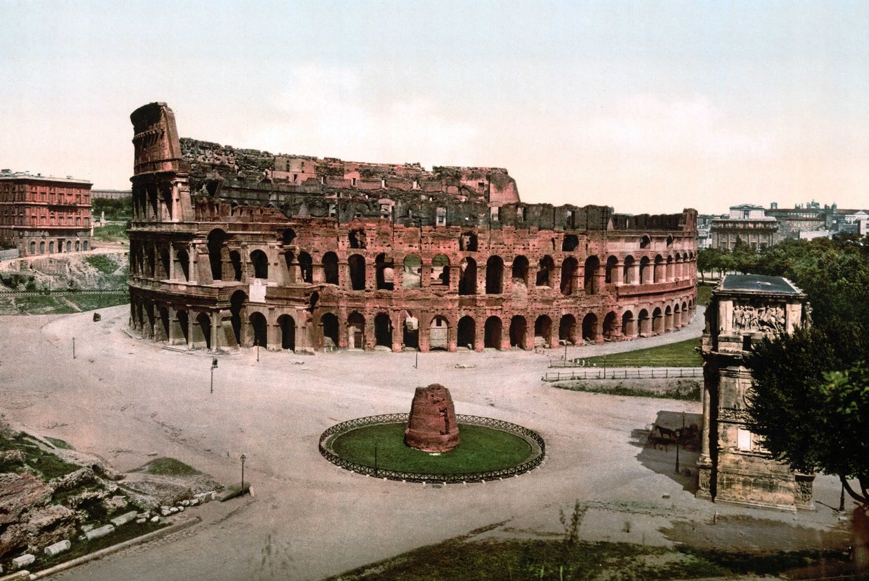 Rom. Udsigt over Colisee. Photochrome sd. omkring 1900. af Unknown photographer
