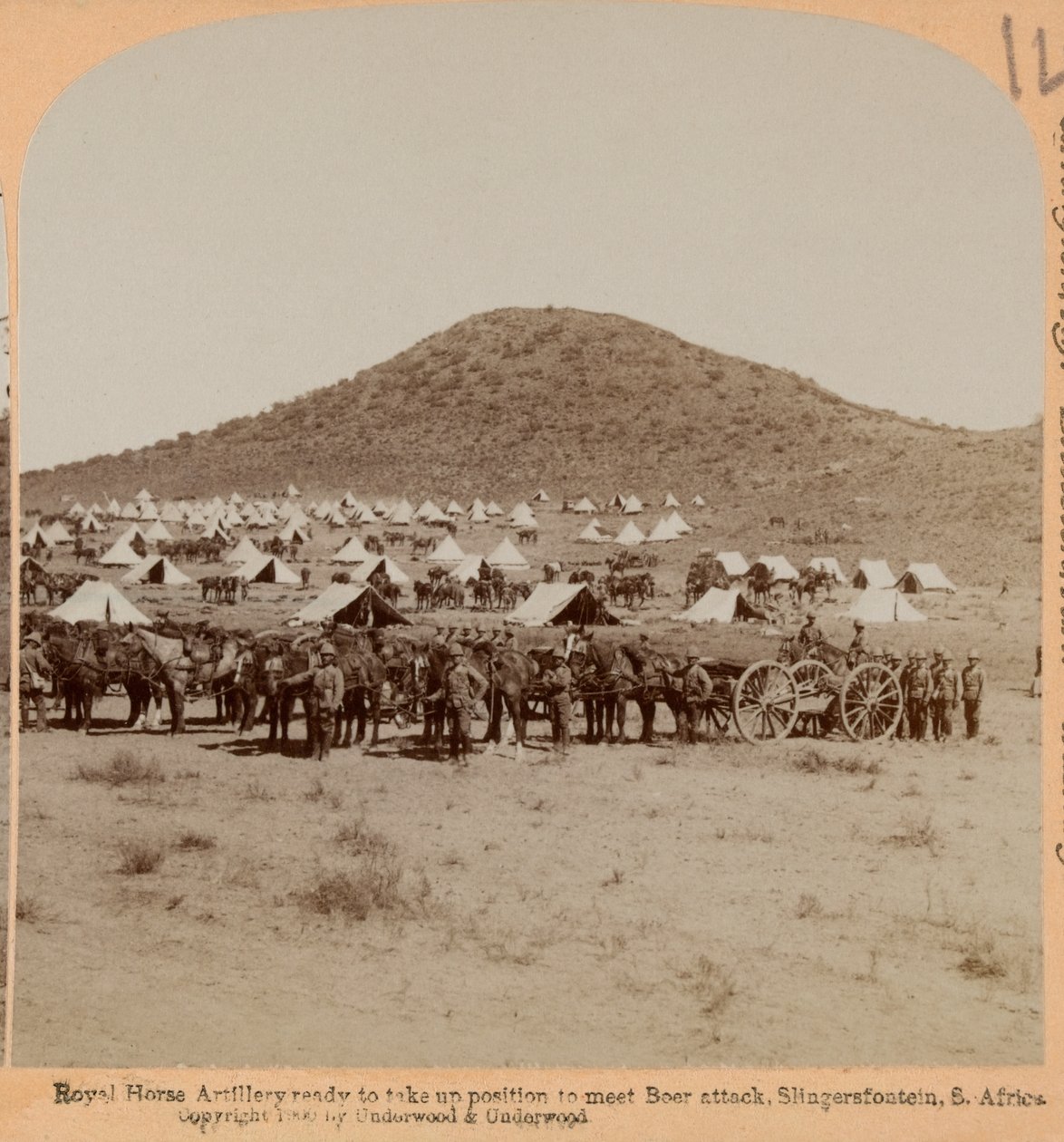 Royal Horse Artillery, Slingersfontein, Boer War, ca. 1899 (fotografi, stereoskopisk) af Unknown photographer