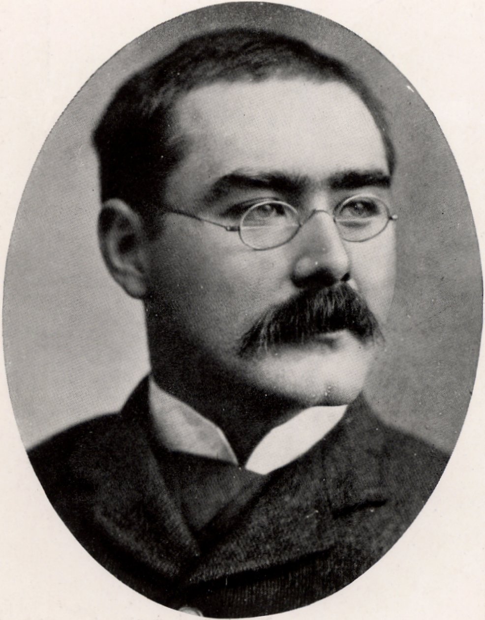 Rudyard Kipling (1865-1936) engelsk journalist, romanforfatter og digter (tryk) af Unknown photographer
