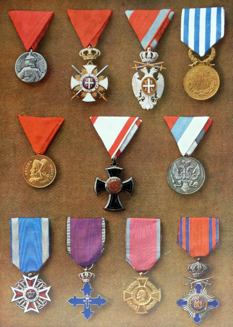 Serbiske og rumænske militærmedaljer af Unknown photographer