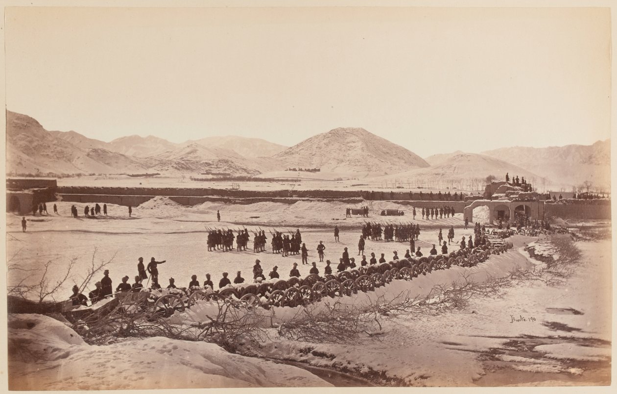 Tea Lager og Abattis, Sherpur Cantonment, december 1879 (b/o foto) af Unknown photographer