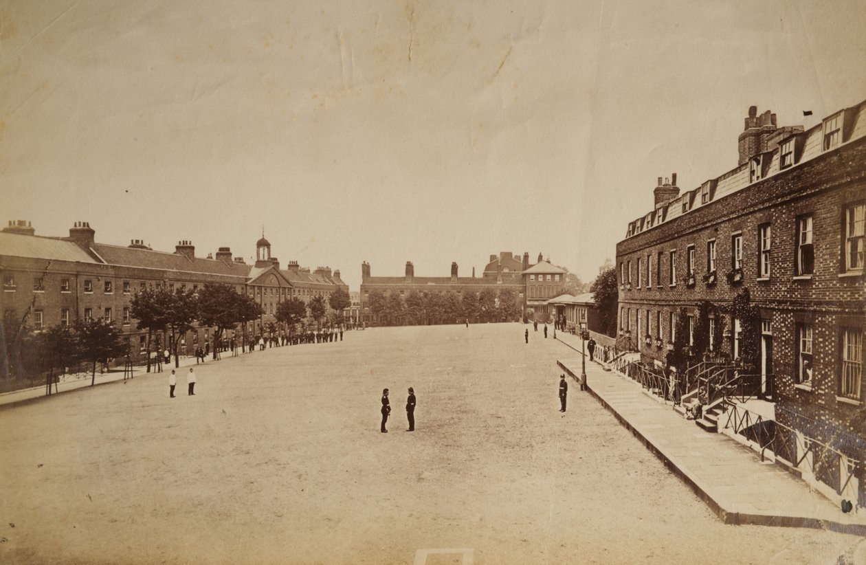 The Royal Marine Barracks i Chatham, Kent, Storbritannien, slutningen af det 19. århundrede (s/h foto) af Unknown photographer