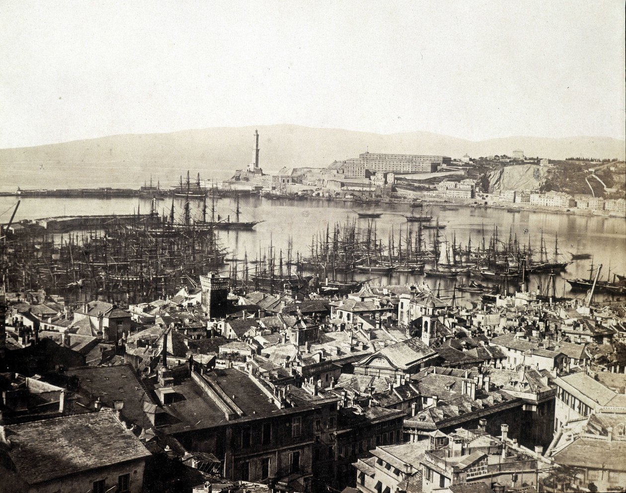 Havnen i Genes i slutningen af det 19. århundrede af Unknown photographer