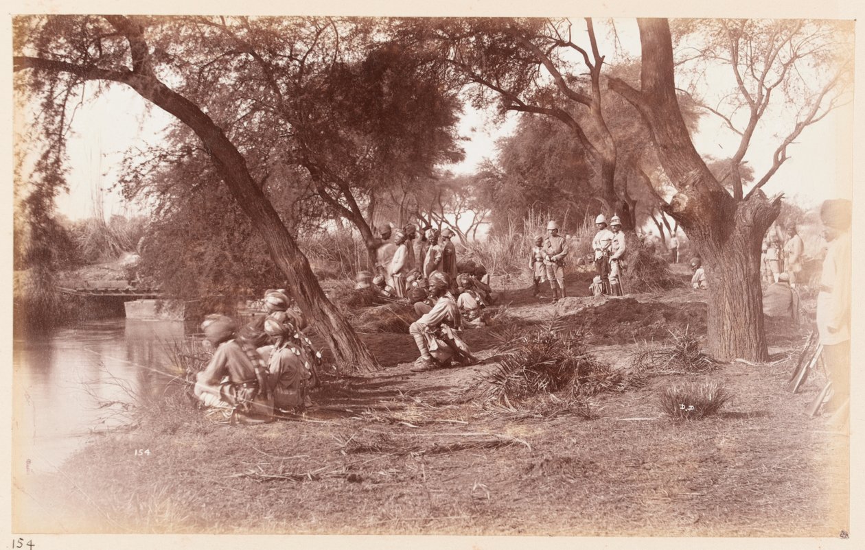 Beslaglæggelsen af Alipur-kanalbroen af Guides Cavalry, Delhi Camp of Exercise, 1885 af Unknown