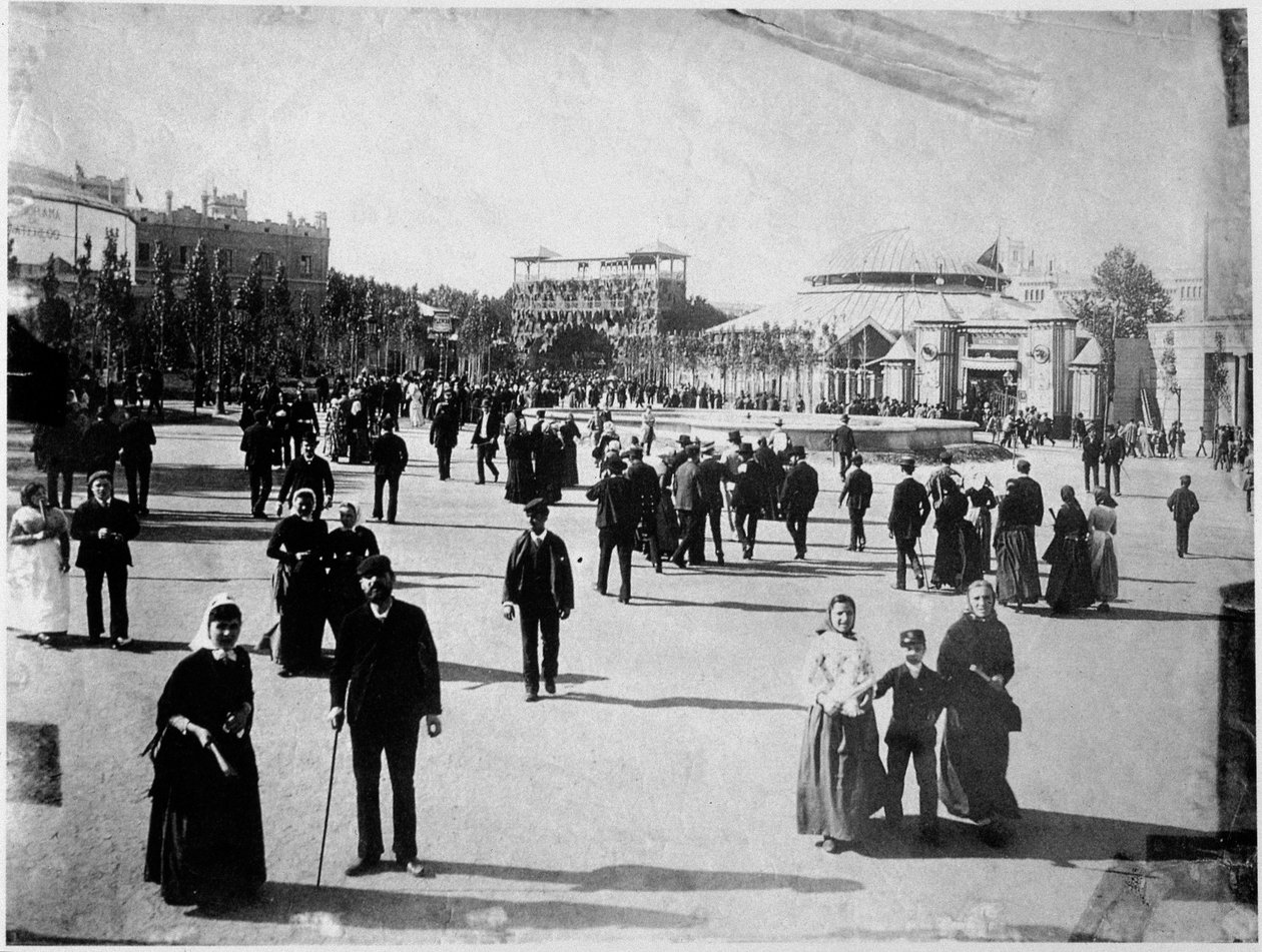 Udsigt over Plaza Catalunya i Barcelona, slutningen af det 19. århundrede af Unknown photographer