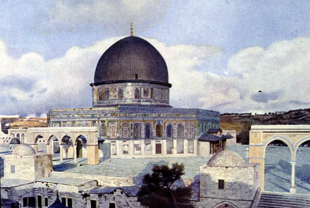 Udsigt over Omar-moskeen i Jerusalem. Autokrom af Unknown photographer