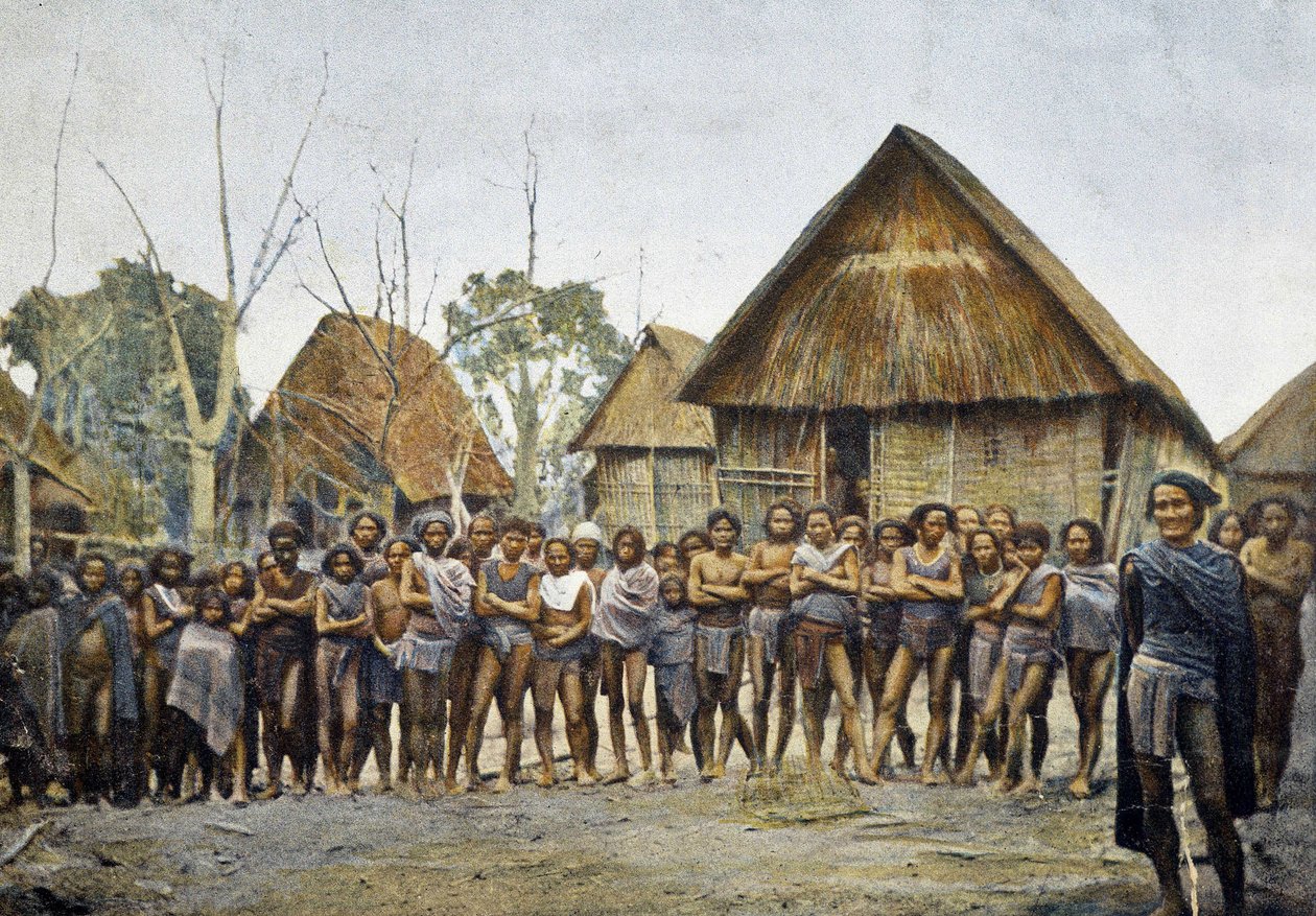 Village Moi og indbyggerne i Kontai, Annam, ca. 1895, "" Jorden rundt", slutningen af det 19. århundrede. af Unknown photographer