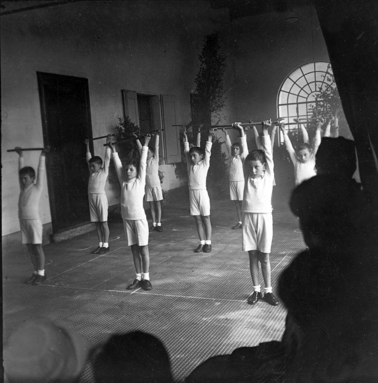 sport, idræt, skolens gymnastiksal af Unknown photographer