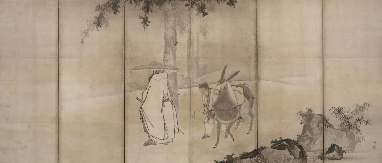 Sushi rough plan d brød vifte g print road, air rly 1600s. af Unkoku Tōgan