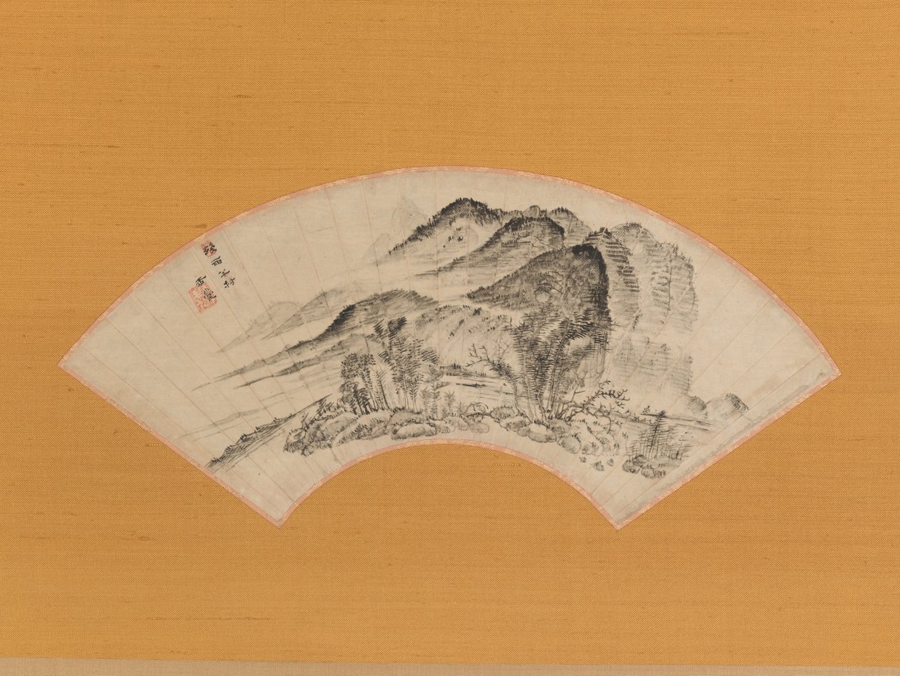Dvælende regn over Halve Landsbyen, ca. 1815-20. af Uragami Gyokudo