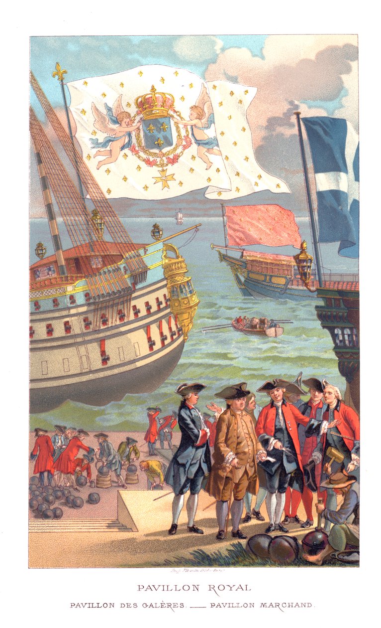 Kongelig flag, galionsflag og handelsflag, 1885. af Urrabieta