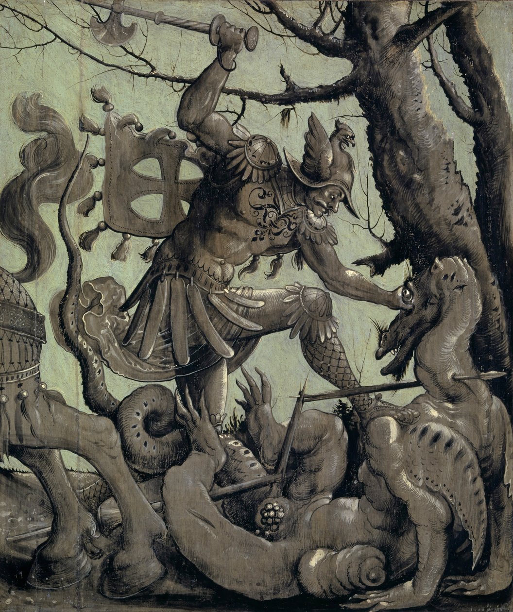 Saint George Fighting the Dragon, ca. 1520 (tempera på limewood) af Urs Graf