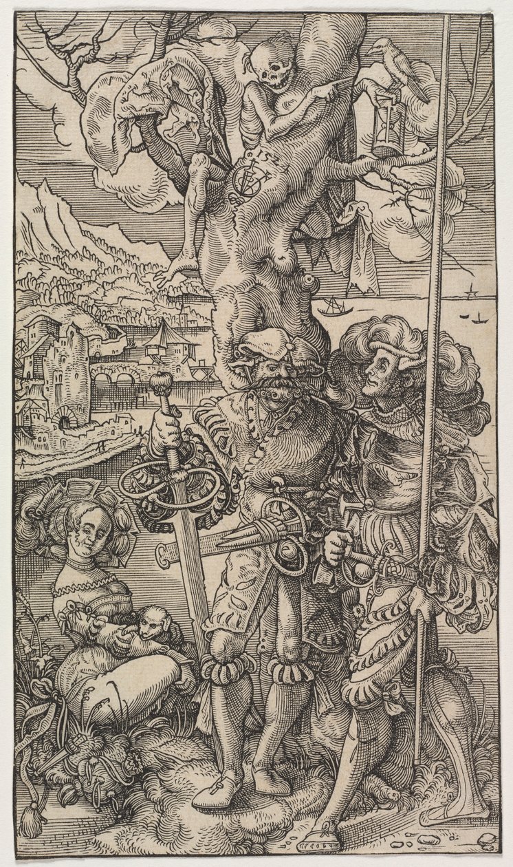 Lejesoldater og en kvinde med døden i et træ, 1524. af Urs I Graf