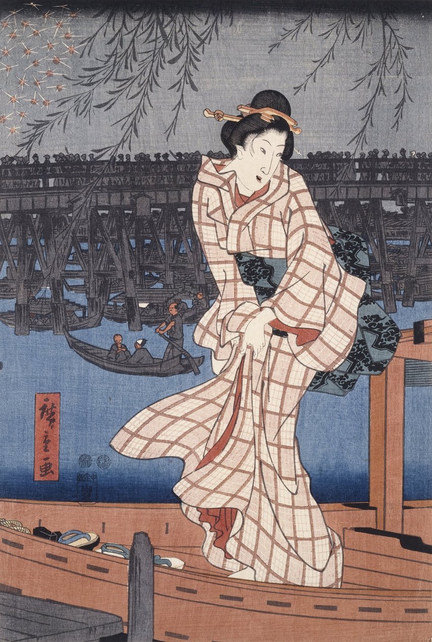 Aften på Sumida -floden af Utagawa Hiroshige