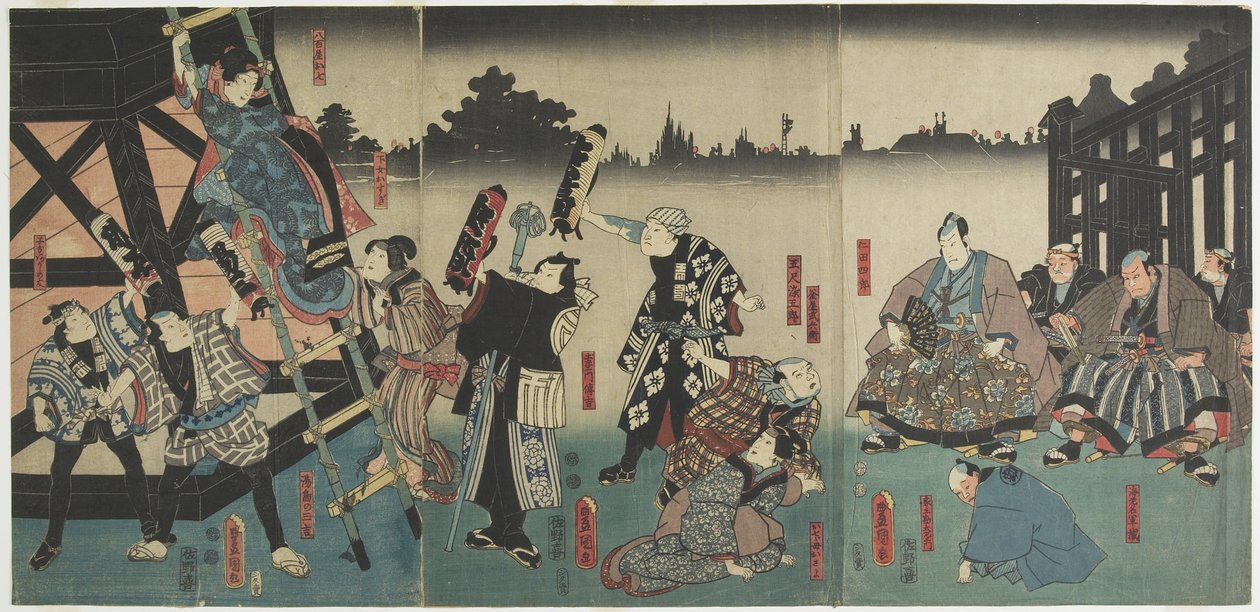 (Scene fra kabuki-spillet baseret på Yaoya Oshichi-historien), 1847-1852 af Utagawa Kunisada