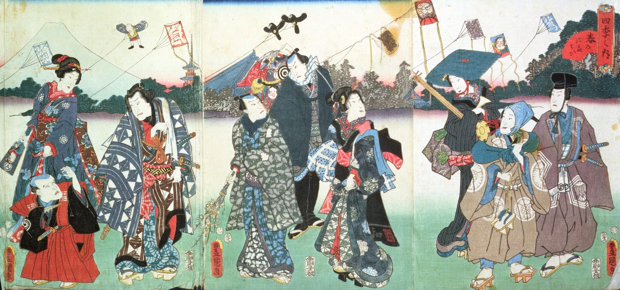Nytårsfest, af Utagawa Kunisada
