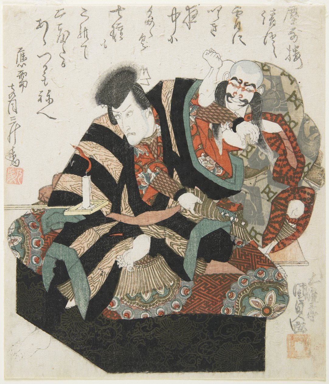 To skuespillere fra et Kabuki-skuespil, midten af det 19. århundrede af Utagawa Kunisada