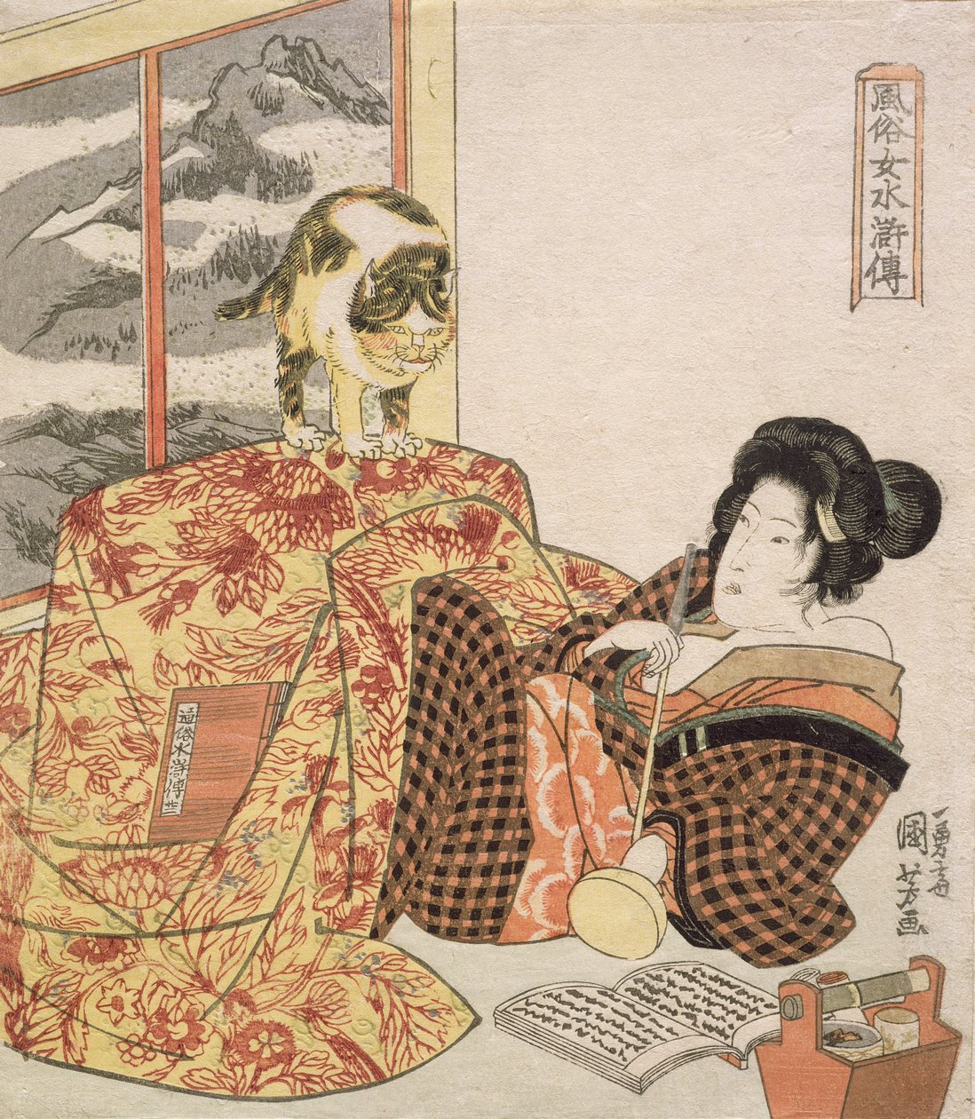 Kotatsu fra serien "108 designs af kvindeskikke, der ligner Suikoden", ca. 1918-30 (træsnit) af Utagawa Kuniyoshi