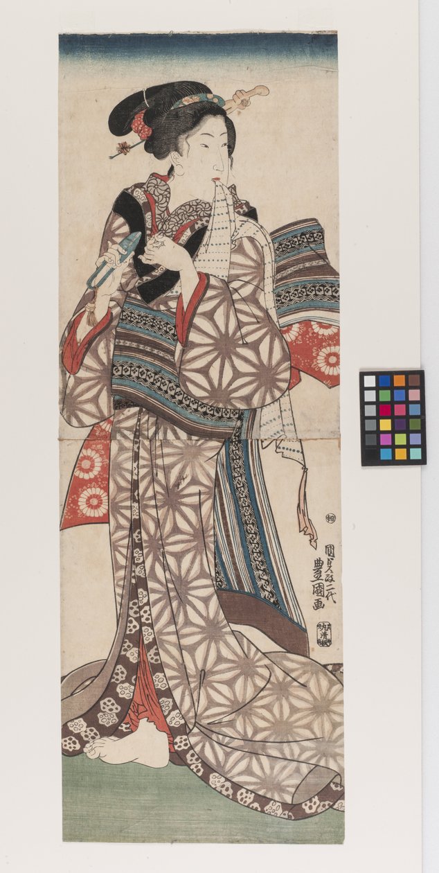 Kvinde klipper negle, ca. 1845 (med signatur; se kuratorens noter) (farvetræsnit) af Utagawa (1786 1865) Kunisada