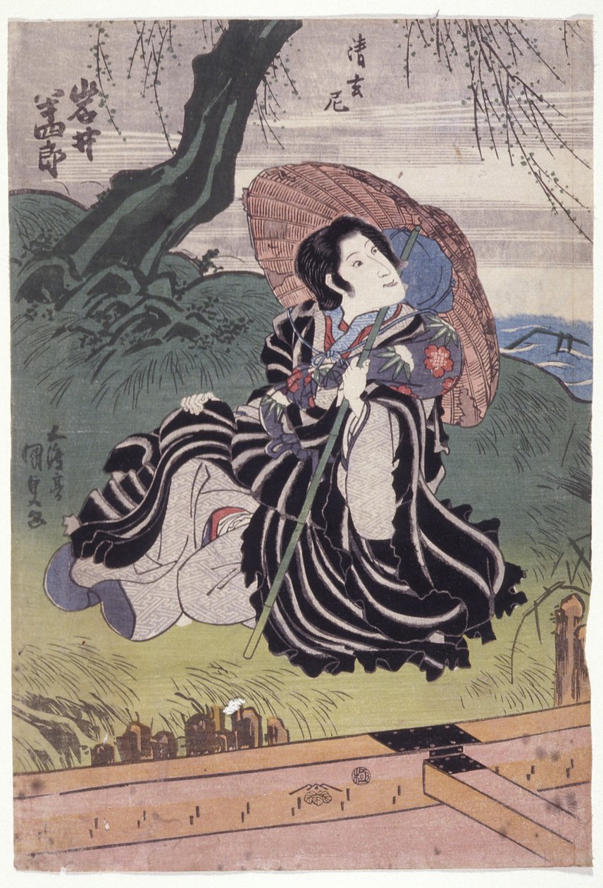 Iwai Hanshir? I rollen som nonnen Seigen (træblok i farver) af Utagawa (1786 1865) Kunisada