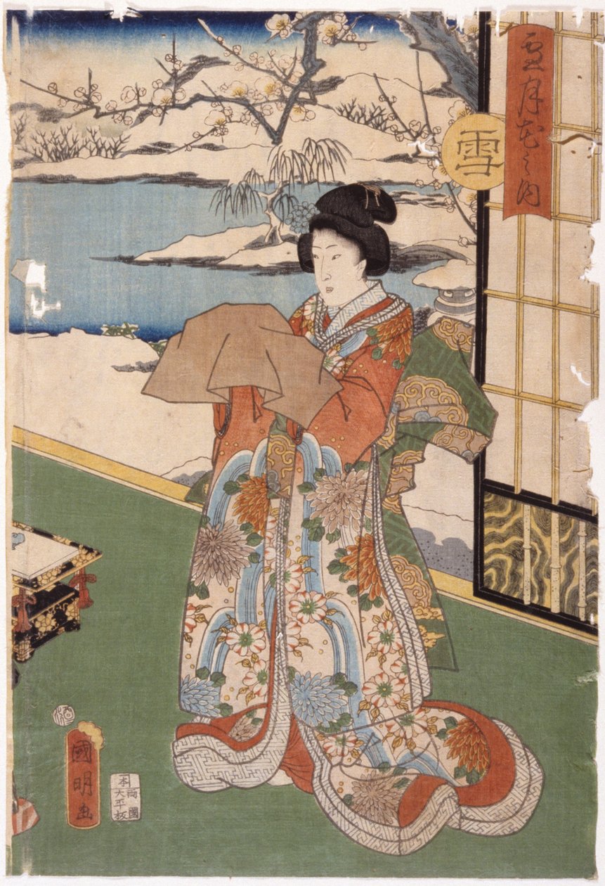 Sne (farvet træbloktryk) af Utagawa (1835 1888) Kuniaki