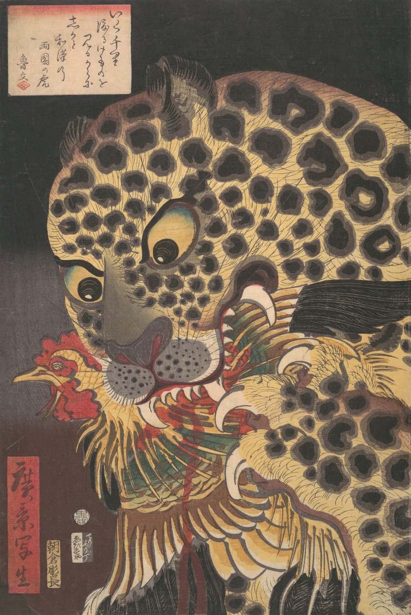 "The Tiger of Ryokoku," fra serien True Scenes af Hirokage, 8. måned, 1860., af Utagawa Hirokage