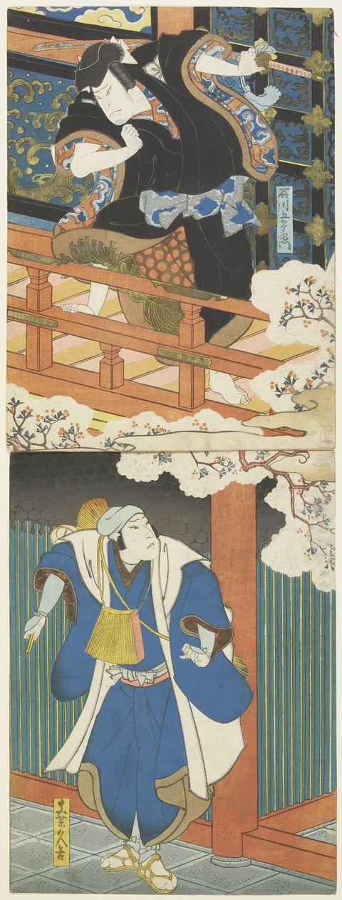 (Nakamura Utaemon II som Ishikawa Goemon, Mimasu Daigoro_ IV som Mashiba Hisayoshi) af Utagawa Hirosada