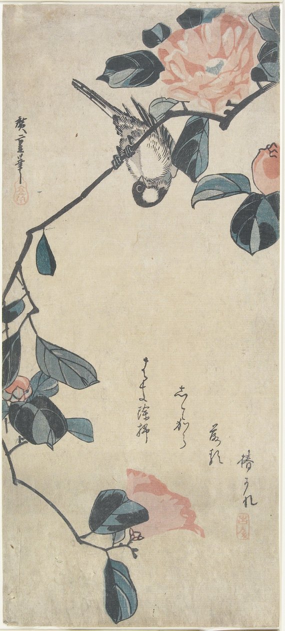 (Fugl på Camellia), begyndelsen af det 19. århundrede af Utagawa Hiroshige