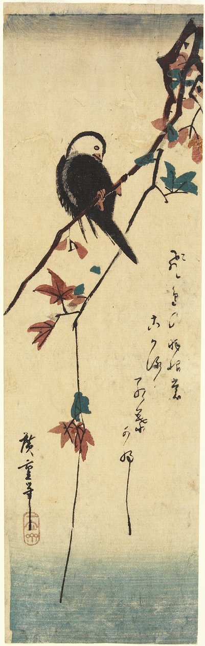 (Fugl på ahorngren), 1830-1858 af Utagawa Hiroshige
