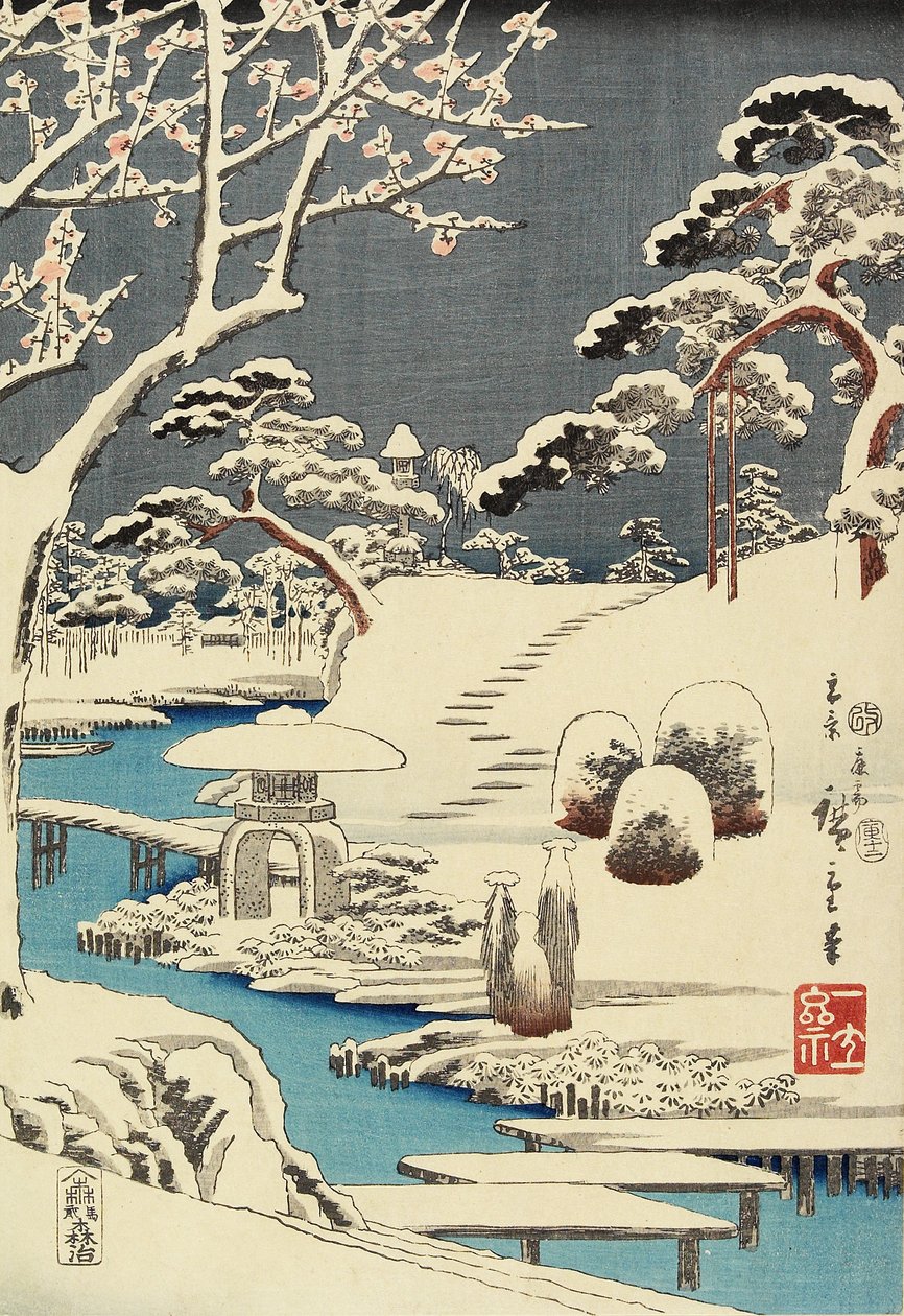 (Snedækket Have), december 1854 af Utagawa Hiroshige