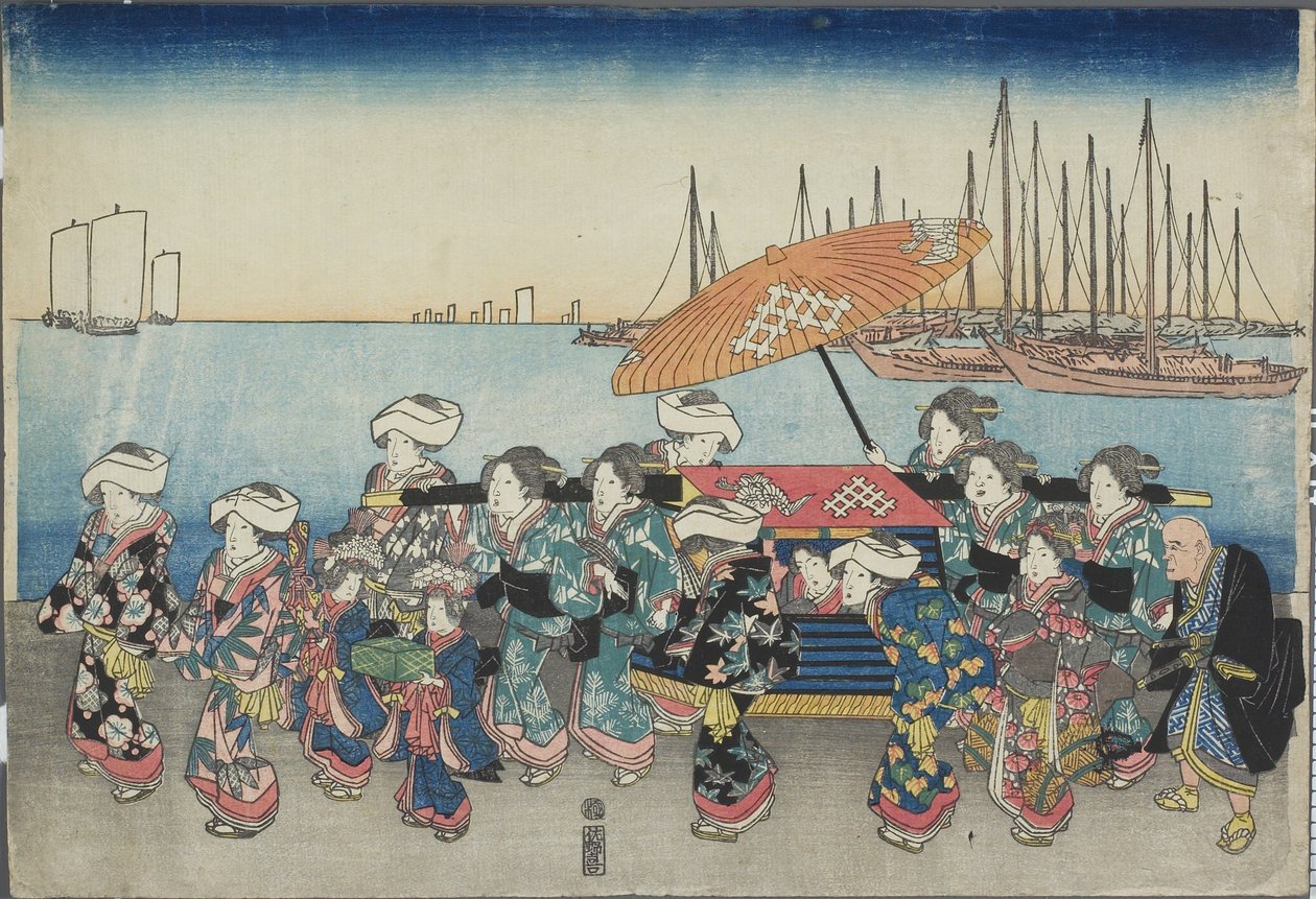 (Bryllupsoptog), midten af 1800-tallet af Utagawa Hiroshige