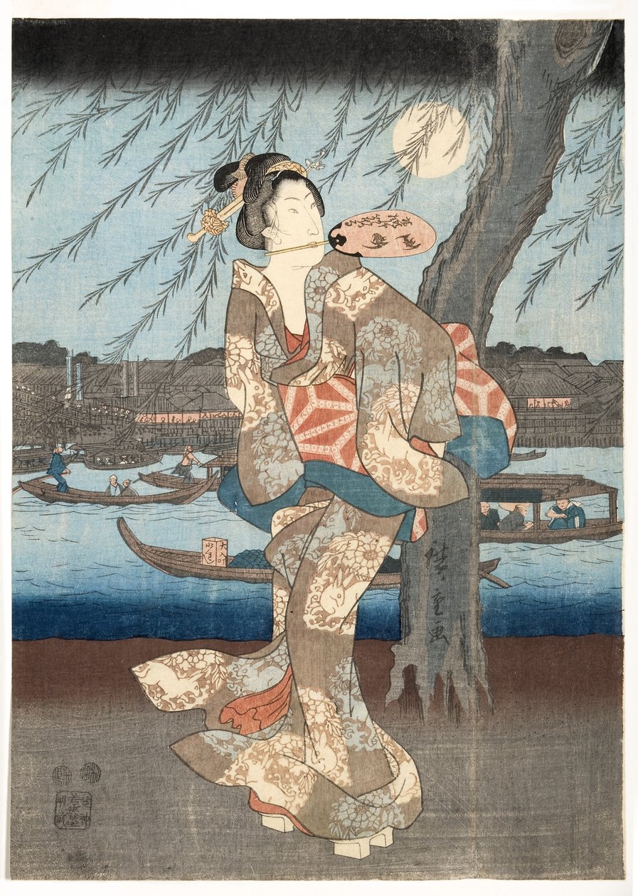 En kølig sommeraften i Ryogoku, 1848-51 (træblok) af Utagawa Hiroshige