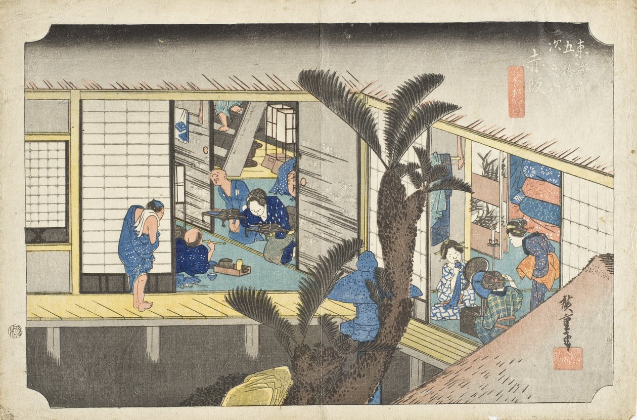 Akasaka: Kro med tjenestepiger af Utagawa Hiroshige
