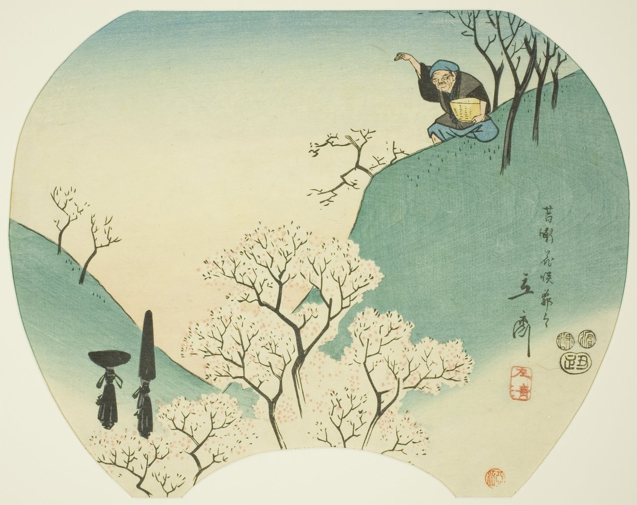 Oldtidshistorie om den gamle mand, der fik træerne til at blomstre af Utagawa Hiroshige