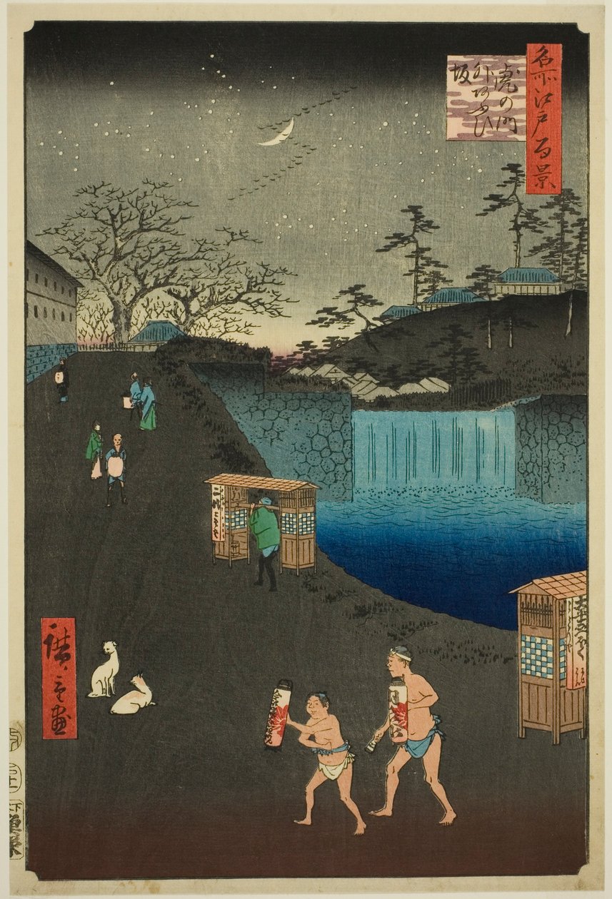 Blue Sope, tigers hånd på Otsui (Toranomon-ydre Aoi-zaka), fra serien "Ridge dre d fa net s views of Edo (Et hundrede famous views of Edo)" af Utagawa Hiroshige