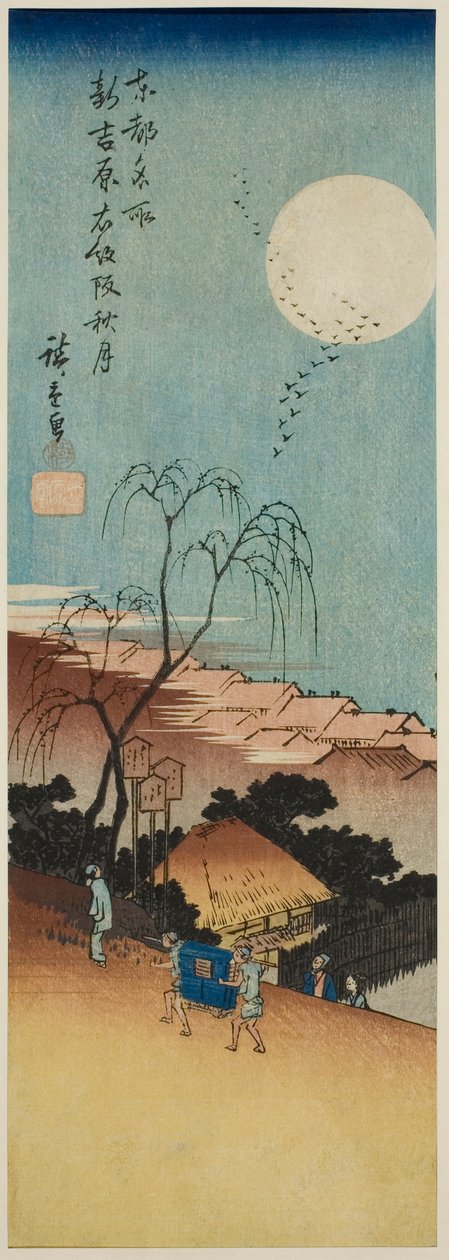 Autumn Moon at New Yoshiwara i Emonzaka (Shin Yoshiwara Emonzaka shugetsu), fra serien "Famous Views of the Eastern Capital (Toto meisho)" af Utagawa Hiroshige