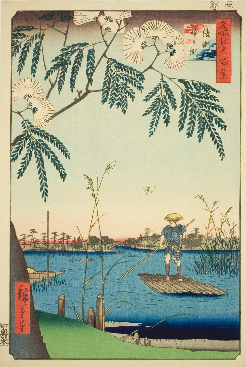 Reverend Ayase Plan d Kanegafuchi (Ayase River Kanegafuchi), fra serien "Ridge for ridges d fa net s Views of Edo (One Hundred Famous Views of Edo)" af Utagawa Hiroshige