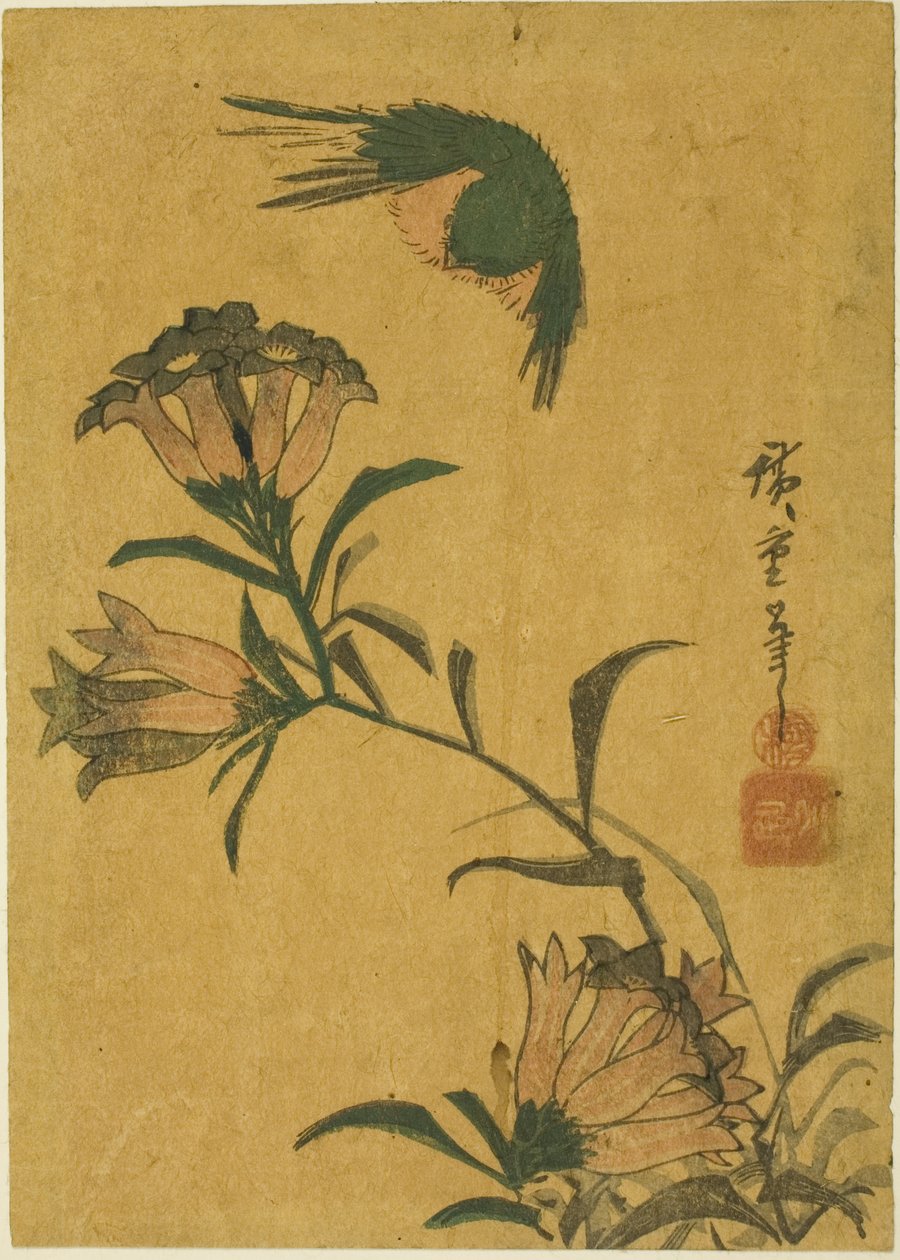 Fugl og ensian af Utagawa Hiroshige