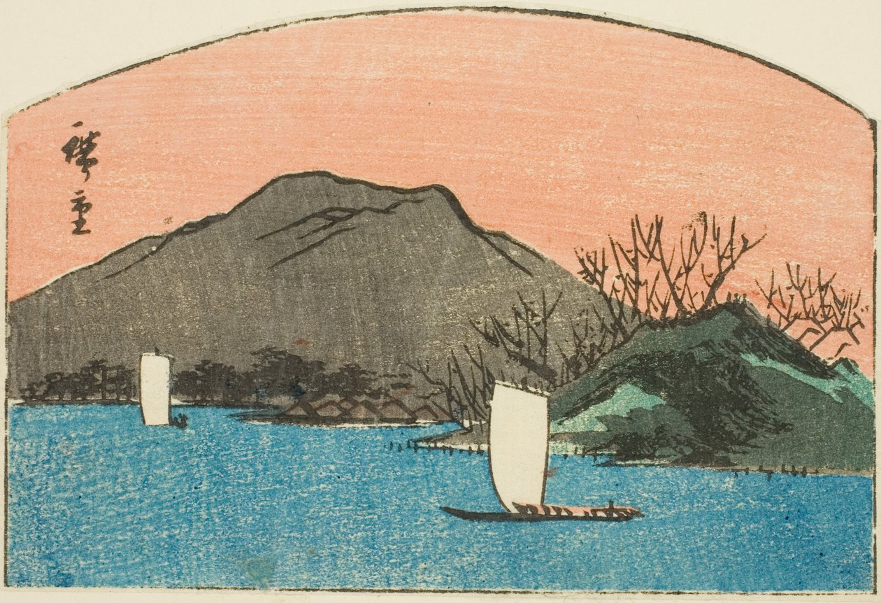 Både på søen, del af et unavngivet harimaze-tryk af Utagawa Hiroshige