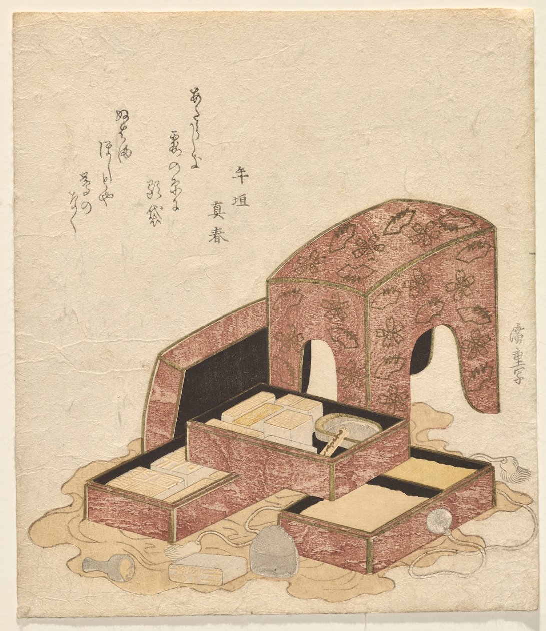 Kalligrafisæt med bakker med forskellige segl af Utagawa Hiroshige
