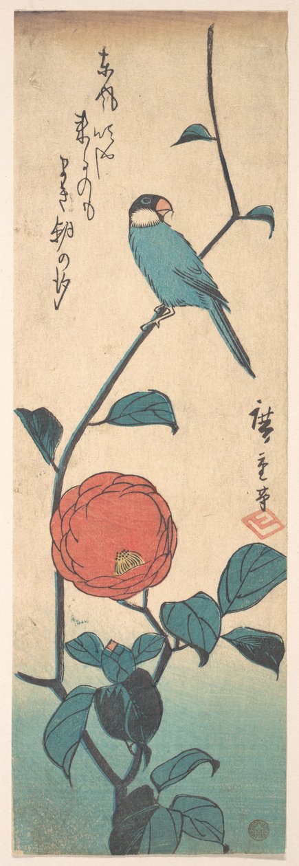 Kamelia og finke af Utagawa Hiroshige