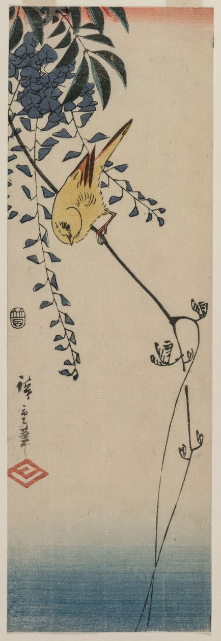 Canary og Wisteria af Utagawa Hiroshige