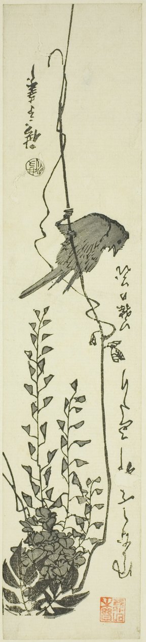 Kanariefugle og blåregn af Utagawa Hiroshige