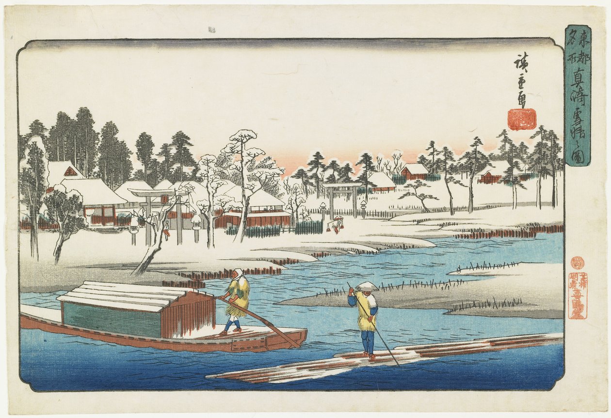 Klart vejr efter sne ved Masaki, 1832-1839 af Utagawa Hiroshige