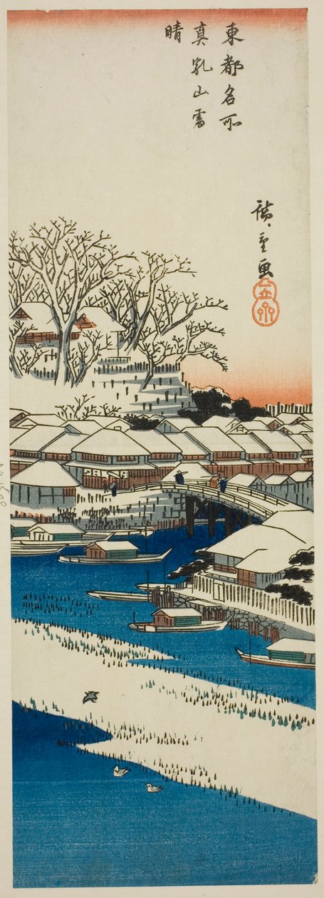 Klart vejr efter sne ved Matsuchi Hill (Matsuchiyama no yukibare), fra serien "Famous Views of the Eastern Capital (Toto meisho)" af Utagawa Hiroshige