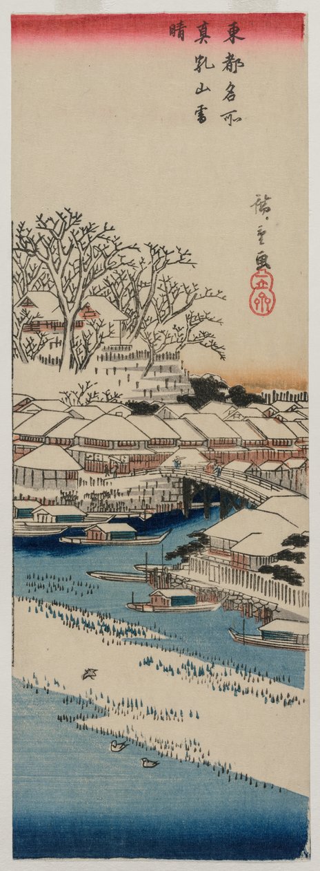 Klart vejr efter sne ved Matsuchiyama, fra serien Famous Places in the Eastern Capital af Utagawa Hiroshige