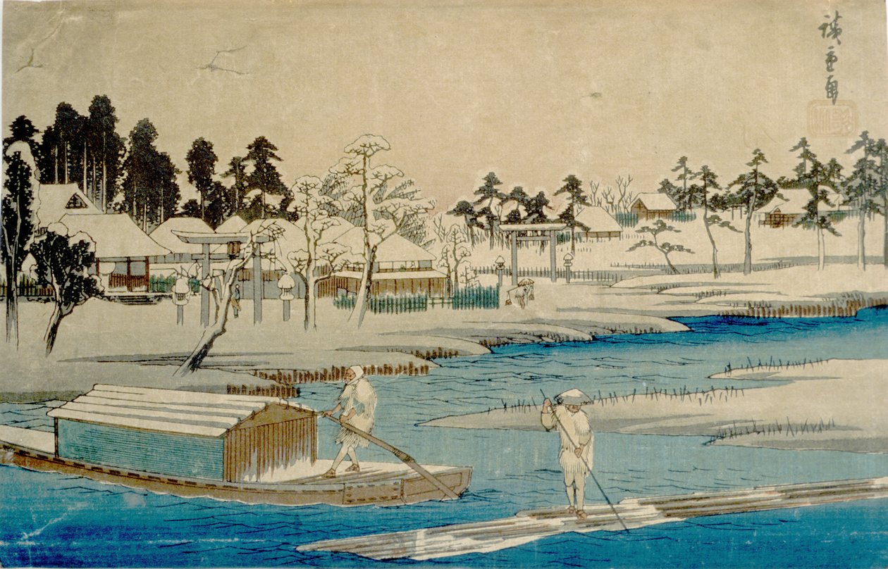 Aftagende snefald ved Masaki af Utagawa Hiroshige