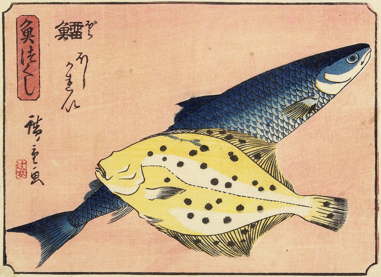 Torsk og helleflynder, 1830-1844 af Utagawa Hiroshige
