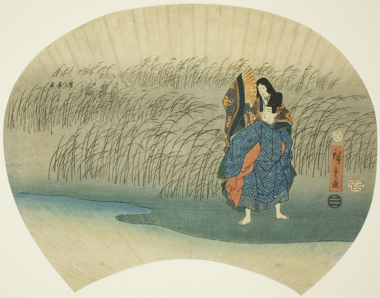 Par, der flygter, fra Akutagawa-episoden i Tales of Ise af Utagawa Hiroshige